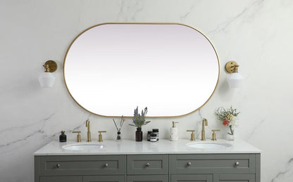 Elegant Furniture & Lighting - Asha Metal Frame Oval Mirror 36x60 Inch in Brass - MR2A3660BRS veiw 2