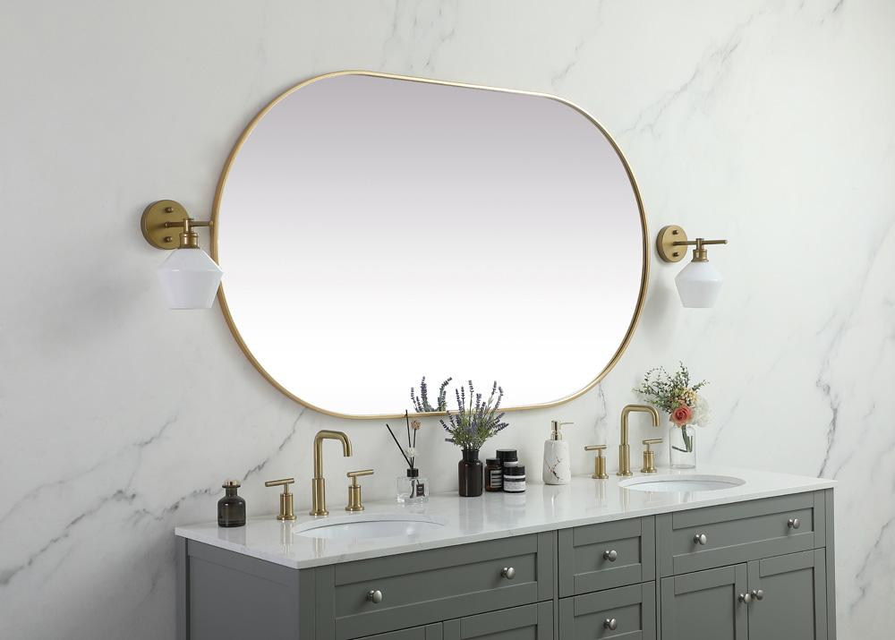 Elegant Furniture & Lighting - Asha Metal Frame Oval Mirror 36x60 Inch in Brass - MR2A3660BRS veiw 3