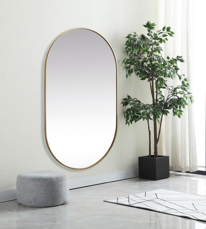 Elegant Furniture & Lighting - Asha Metal Frame Oval Mirror 36x60 Inch in Brass - MR2A3660BRS veiw 5