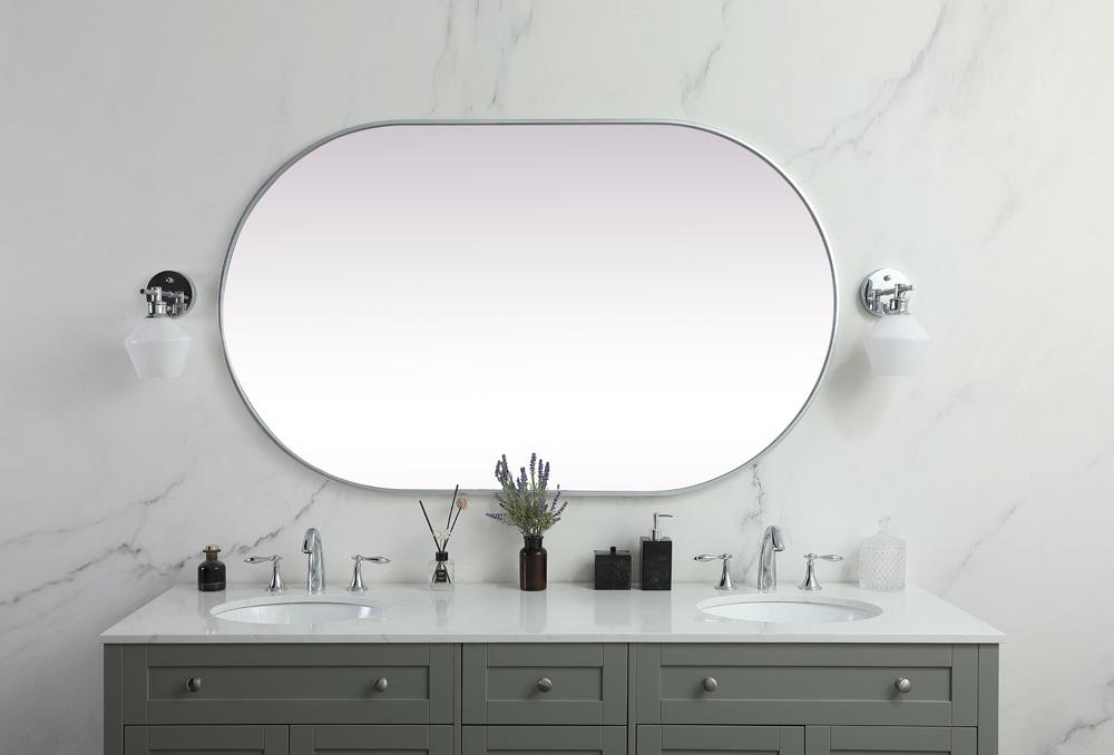 Elegant Furniture & Lighting - Asha Metal Frame Oval Mirror 36x60 Inch in Silver - MR2A3660SIL veiw 2