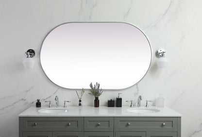 Elegant Furniture & Lighting - Asha Metal Frame Oval Mirror 36x60 Inch in Silver - MR2A3660SIL veiw 2