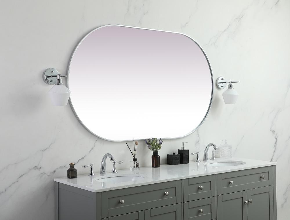 Elegant Furniture & Lighting - Asha Metal Frame Oval Mirror 36x60 Inch in Silver - MR2A3660SIL veiw 3