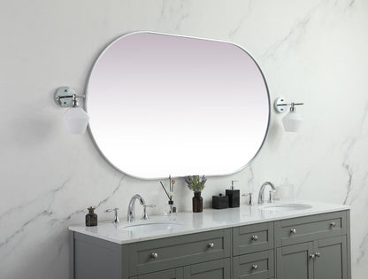 Elegant Furniture & Lighting - Asha Metal Frame Oval Mirror 36x60 Inch in Silver - MR2A3660SIL veiw 3
