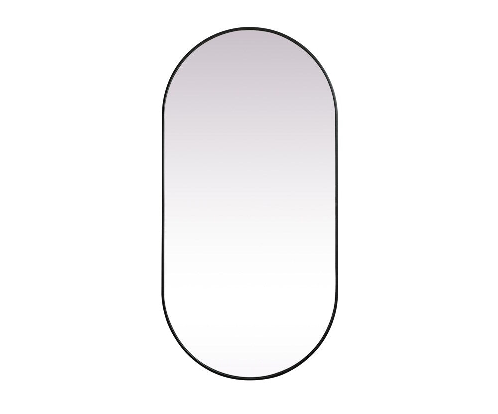 Elegant Furniture & Lighting - Asha Metal Frame Oval Mirror 36x72 Inch in Black - MR2A3672BLK veiw 1