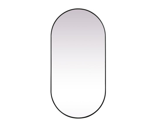 Elegant Furniture & Lighting - Asha Metal Frame Oval Mirror 36x72 Inch in Black - MR2A3672BLK veiw 1