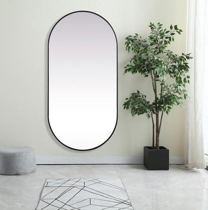 Elegant Furniture & Lighting - Asha Metal Frame Oval Mirror 36x72 Inch in Black - MR2A3672BLK veiw 2