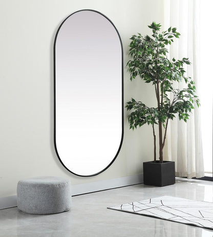 Elegant Furniture & Lighting - Asha Metal Frame Oval Mirror 36x72 Inch in Black - MR2A3672BLK veiw 3
