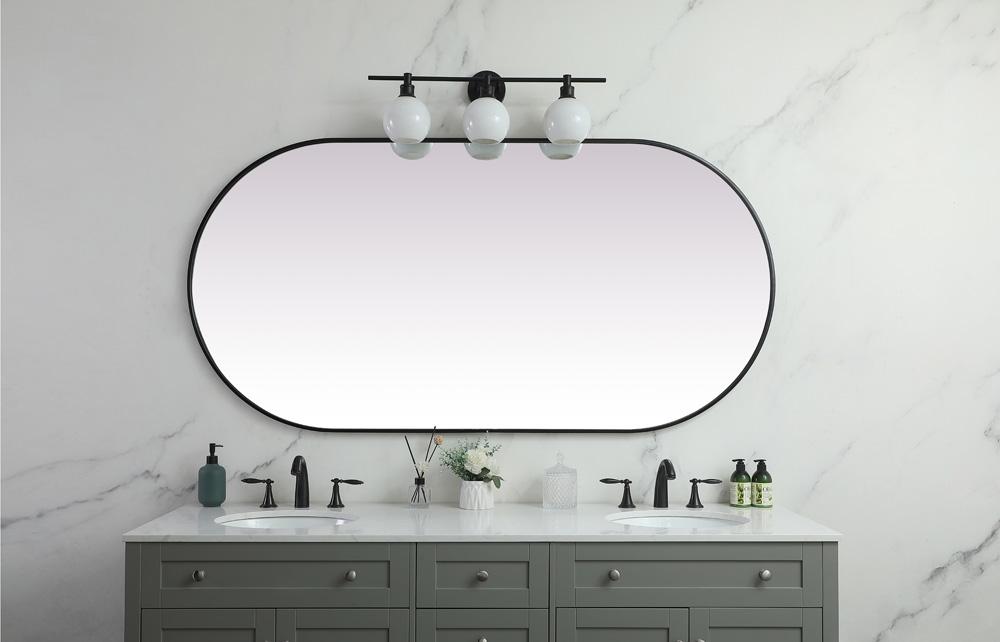 Elegant Furniture & Lighting - Asha Metal Frame Oval Mirror 36x72 Inch in Black - MR2A3672BLK veiw 4