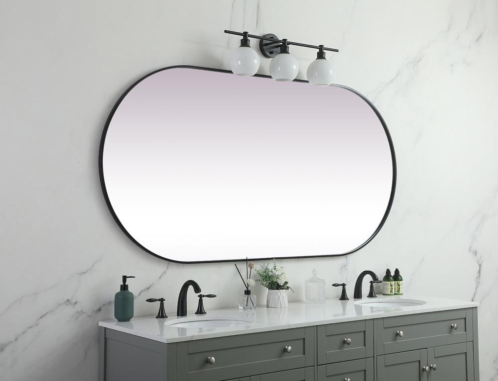 Elegant Furniture & Lighting - Asha Metal Frame Oval Mirror 36x72 Inch in Black - MR2A3672BLK veiw 5