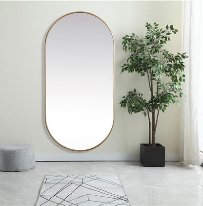 Elegant Furniture & Lighting - Asha Metal Frame Oval Mirror 36x72 Inch in Brass - MR2A3672BRS veiw 2