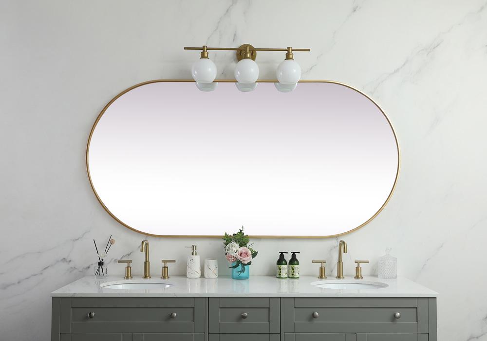 Elegant Furniture & Lighting - Asha Metal Frame Oval Mirror 36x72 Inch in Brass - MR2A3672BRS veiw 4