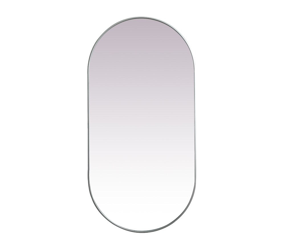Elegant Furniture & Lighting - Asha Metal Frame Oval Mirror 36x72 Inch in Silver - MR2A3672SIL veiw 1