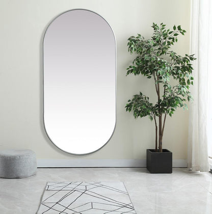 Elegant Furniture & Lighting - Asha Metal Frame Oval Mirror 36x72 Inch in Silver - MR2A3672SIL veiw 2