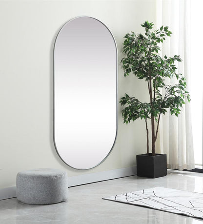 Elegant Furniture & Lighting - Asha Metal Frame Oval Mirror 36x72 Inch in Silver - MR2A3672SIL veiw 3