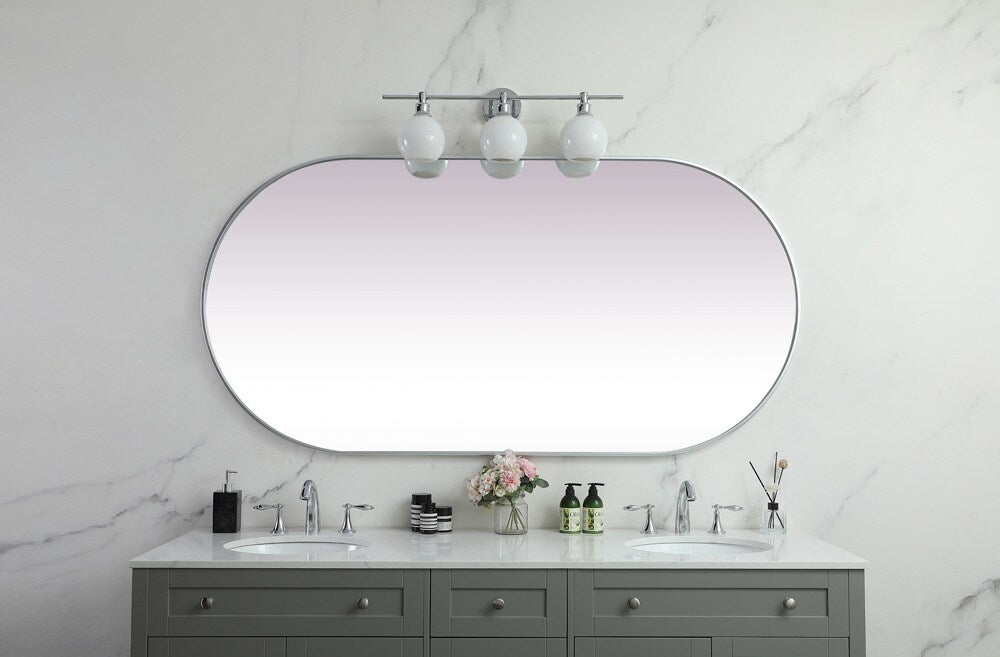Elegant Furniture & Lighting - Asha Metal Frame Oval Mirror 36x72 Inch in Silver - MR2A3672SIL veiw 4