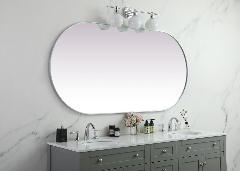 Elegant Furniture & Lighting - Asha Metal Frame Oval Mirror 36x72 Inch in Silver - MR2A3672SIL veiw 5