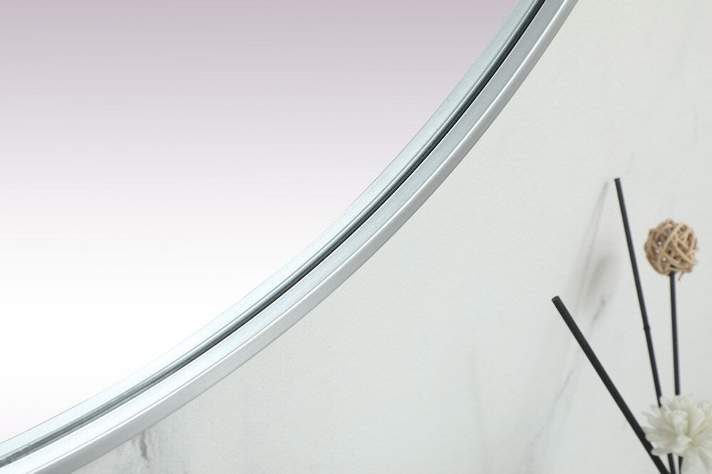 Elegant Furniture & Lighting - Asha Metal Frame Oval Mirror 36x72 Inch in Silver - MR2A3672SIL veiw 7