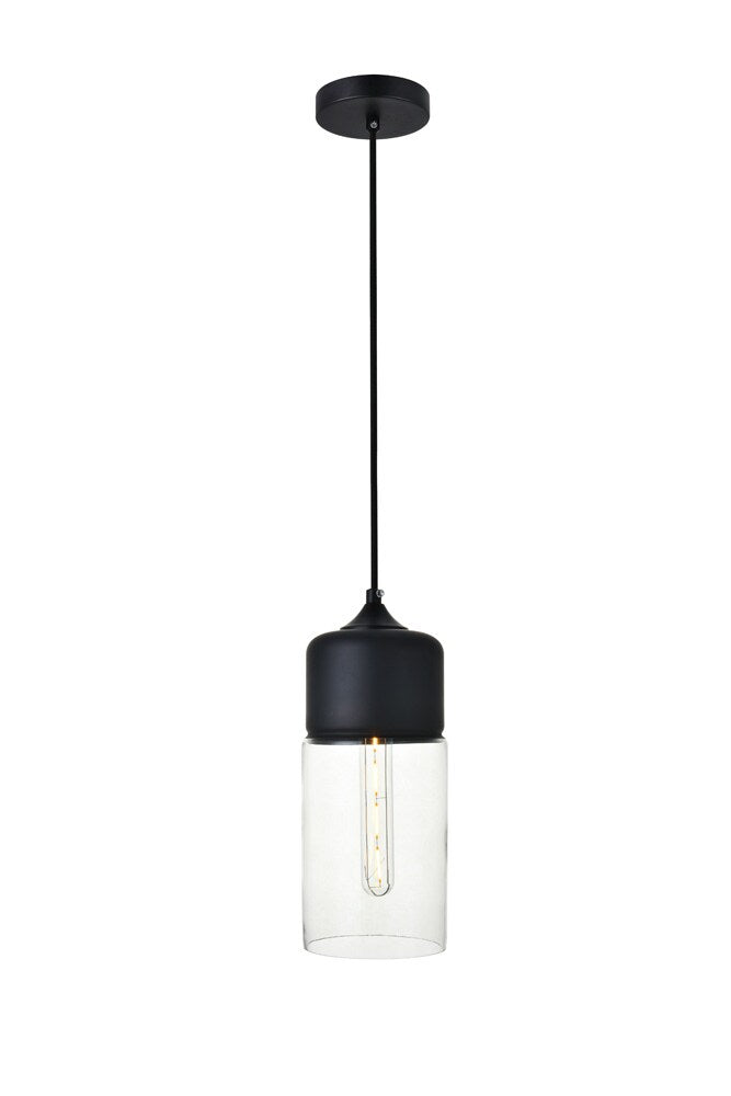 Elegant Furniture & Lighting - Ashwell 1 Light Black Pendant With Clear Glass - LD2240BK veiw 1
