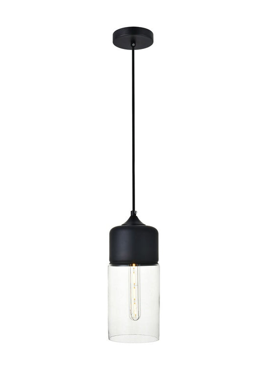 Elegant Furniture & Lighting - Ashwell 1 Light Black Pendant With Clear Glass - LD2240BK veiw 1