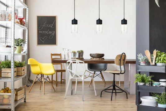 Elegant Furniture & Lighting - Ashwell 1 Light Black Pendant With Clear Glass - LD2240BK veiw 2