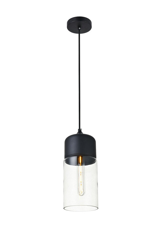 Elegant Furniture & Lighting - Ashwell 1 Light Black Pendant With Clear Glass - LD2240BK veiw 3