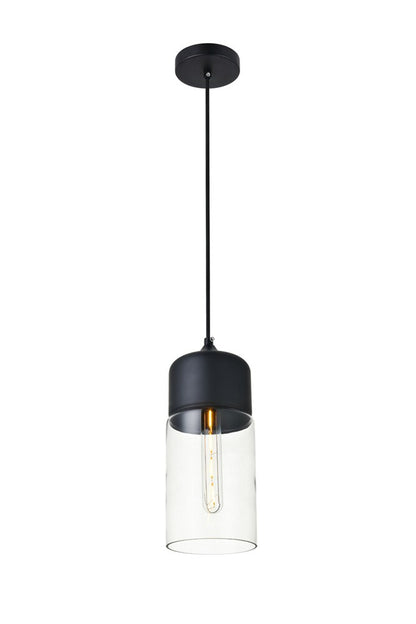 Elegant Furniture & Lighting - Ashwell 1 Light Black Pendant With Clear Glass - LD2240BK veiw 3