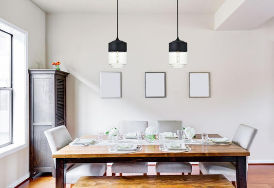 Elegant Furniture & Lighting - Ashwell 1 Light Black Pendant With Clear Glass - LD2241BK veiw 2