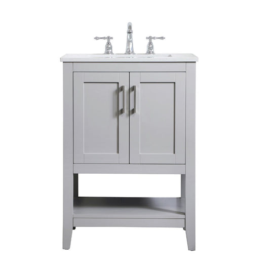 Elegant Furniture & Lighting - Aubrey 24 inch Single Bathroom Vanity in Grey - VF16024GR veiw 1
