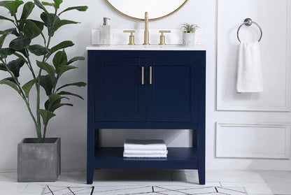 Elegant Furniture & Lighting - Aubrey 30 inch Single Bathroom Vanity in Blue with Backsplash - VF16030BL-BS veiw 2