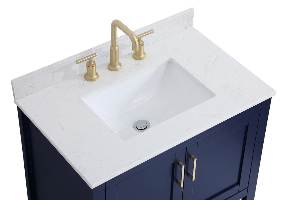 Elegant Furniture & Lighting - Aubrey 30 inch Single Bathroom Vanity in Blue with Backsplash - VF16030BL-BS veiw 4