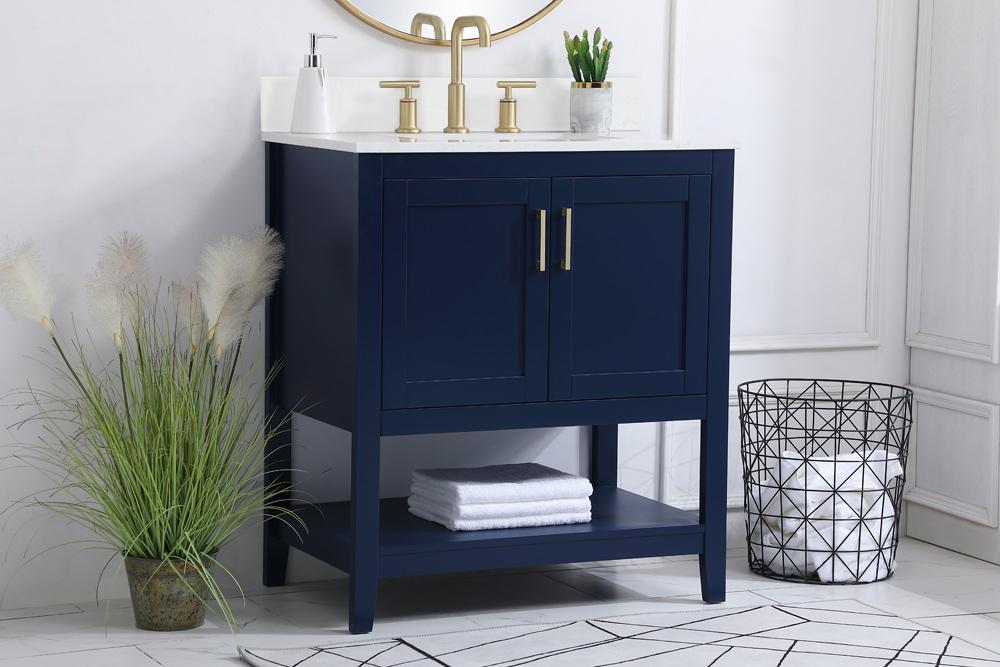 Elegant Furniture & Lighting - Aubrey 30 inch Single Bathroom Vanity in Blue with Backsplash - VF16030BL-BS veiw 8
