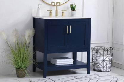 Elegant Furniture & Lighting - Aubrey 30 inch Single Bathroom Vanity in Blue with Backsplash - VF16030BL-BS veiw 8
