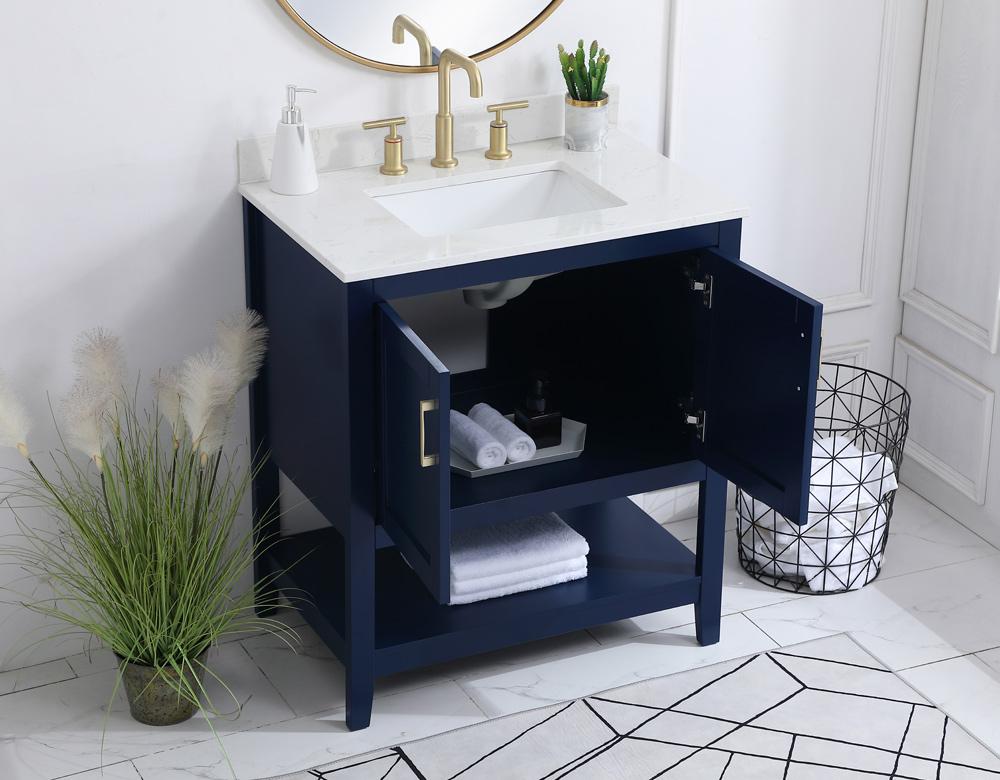 Elegant Furniture & Lighting - Aubrey 30 inch Single Bathroom Vanity in Blue with Backsplash - VF16030BL-BS veiw 9