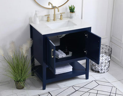 Elegant Furniture & Lighting - Aubrey 30 inch Single Bathroom Vanity in Blue with Backsplash - VF16030BL-BS veiw 9