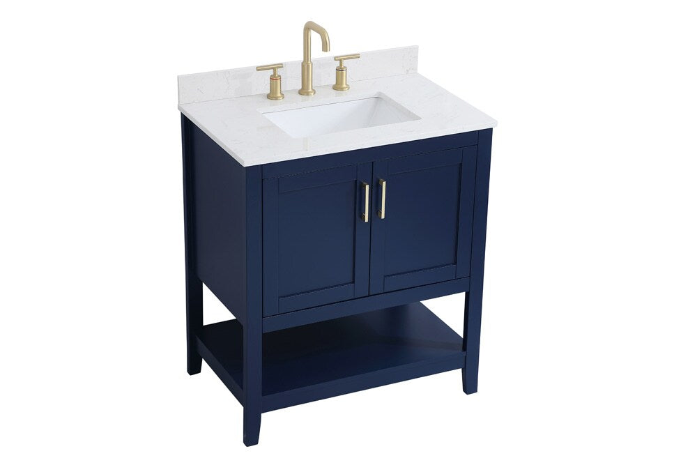 Elegant Furniture & Lighting - Aubrey 30 inch Single Bathroom Vanity in Blue with Backsplash - VF16030BL-BS veiw 14
