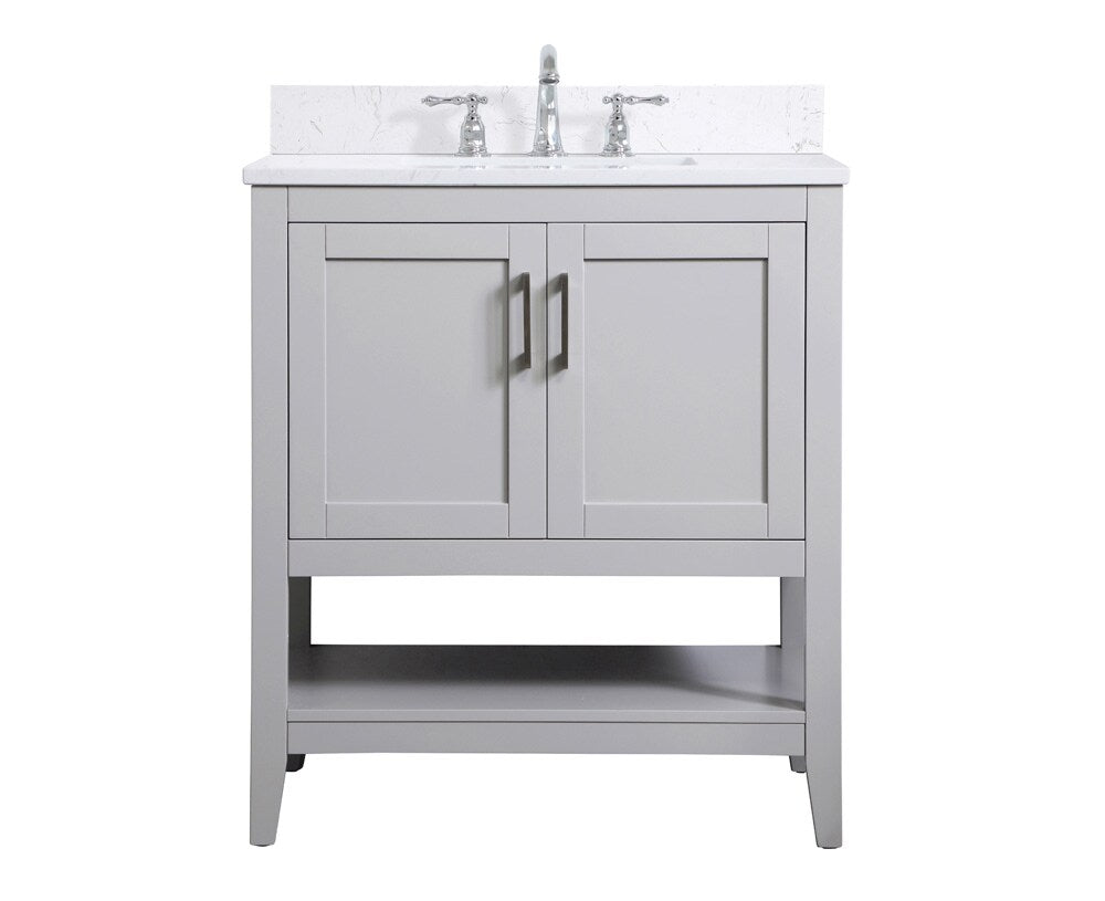 Elegant Furniture & Lighting - Aubrey 30 inch Single Bathroom Vanity in Grey with Backsplash - VF16030GR-BS veiw 1