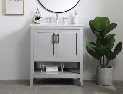 Elegant Furniture & Lighting - Aubrey 30 inch Single Bathroom Vanity in Grey with Backsplash - VF16030GR-BS veiw 2