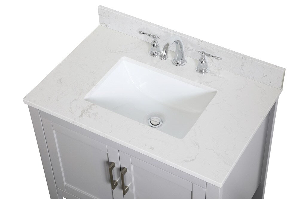 Elegant Furniture & Lighting - Aubrey 30 inch Single Bathroom Vanity in Grey with Backsplash - VF16030GR-BS veiw 3