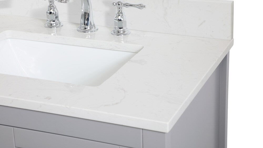 Elegant Furniture & Lighting - Aubrey 30 inch Single Bathroom Vanity in Grey with Backsplash - VF16030GR-BS veiw 4