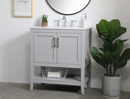Elegant Furniture & Lighting - Aubrey 30 inch Single Bathroom Vanity in Grey with Backsplash - VF16030GR-BS veiw 8