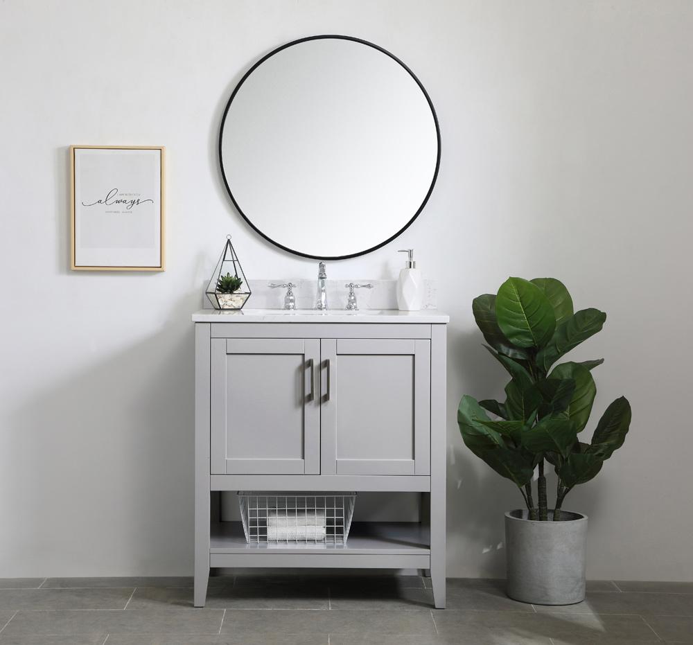 Elegant Furniture & Lighting - Aubrey 30 inch Single Bathroom Vanity in Grey with Backsplash - VF16030GR-BS veiw 12