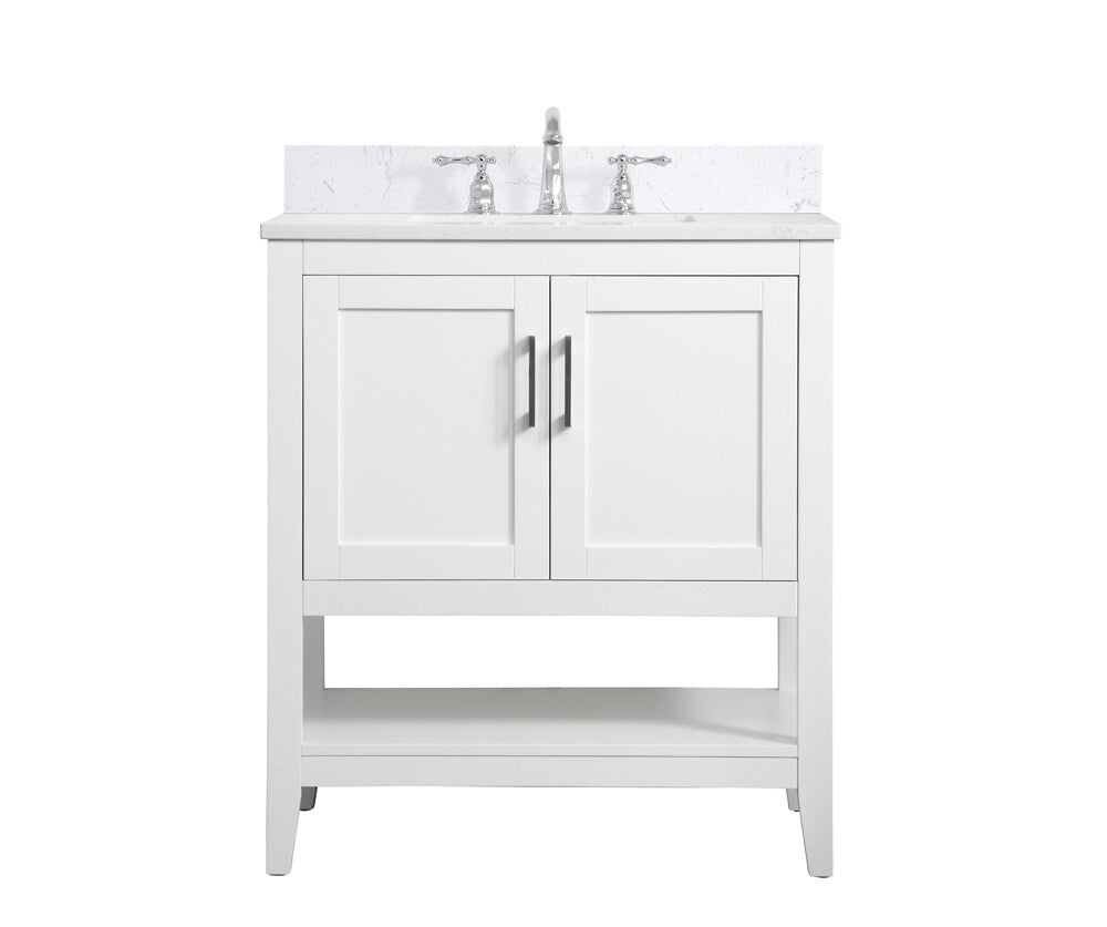 Elegant Furniture & Lighting - Aubrey 30 inch Single Bathroom Vanity in White with Backsplash - VF16030WH-BS veiw 1