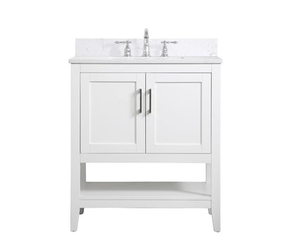 Elegant Furniture & Lighting - Aubrey 30 inch Single Bathroom Vanity in White with Backsplash - VF16030WH-BS veiw 1