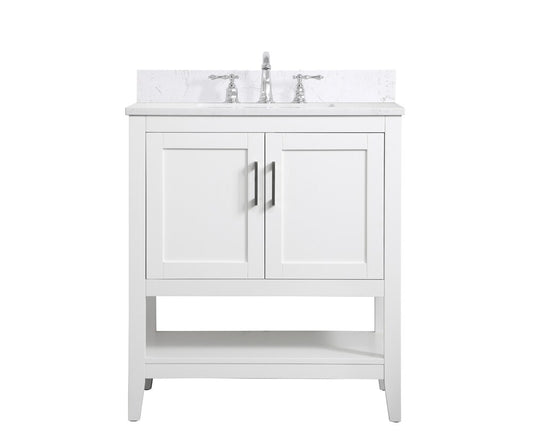 Elegant Furniture & Lighting - Aubrey 30 inch Single Bathroom Vanity in White with Backsplash - VF16030WH-BS veiw 1