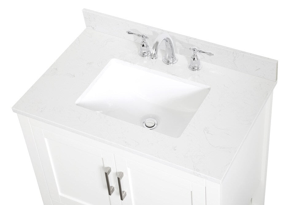 Elegant Furniture & Lighting - Aubrey 30 inch Single Bathroom Vanity in White with Backsplash - VF16030WH-BS veiw 3