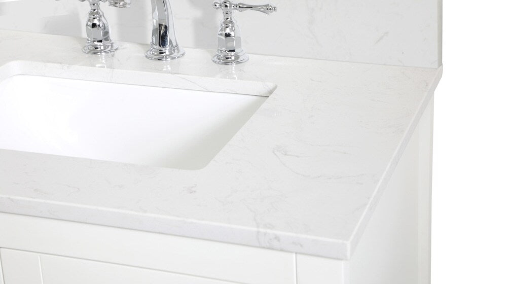 Elegant Furniture & Lighting - Aubrey 30 inch Single Bathroom Vanity in White with Backsplash - VF16030WH-BS veiw 4