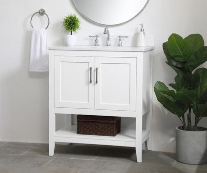 Elegant Furniture & Lighting - Aubrey 30 inch Single Bathroom Vanity in White with Backsplash - VF16030WH-BS veiw 8