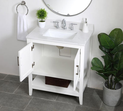 Elegant Furniture & Lighting - Aubrey 30 inch Single Bathroom Vanity in White with Backsplash - VF16030WH-BS veiw 9