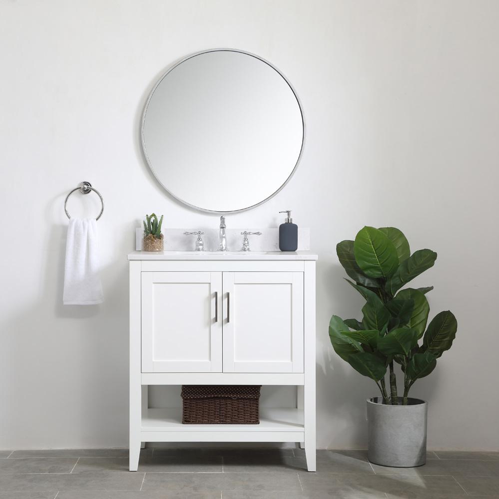 Elegant Furniture & Lighting - Aubrey 30 inch Single Bathroom Vanity in White with Backsplash - VF16030WH-BS veiw 12