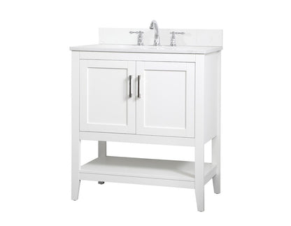 Elegant Furniture & Lighting - Aubrey 30 inch Single Bathroom Vanity in White with Backsplash - VF16030WH-BS veiw 13